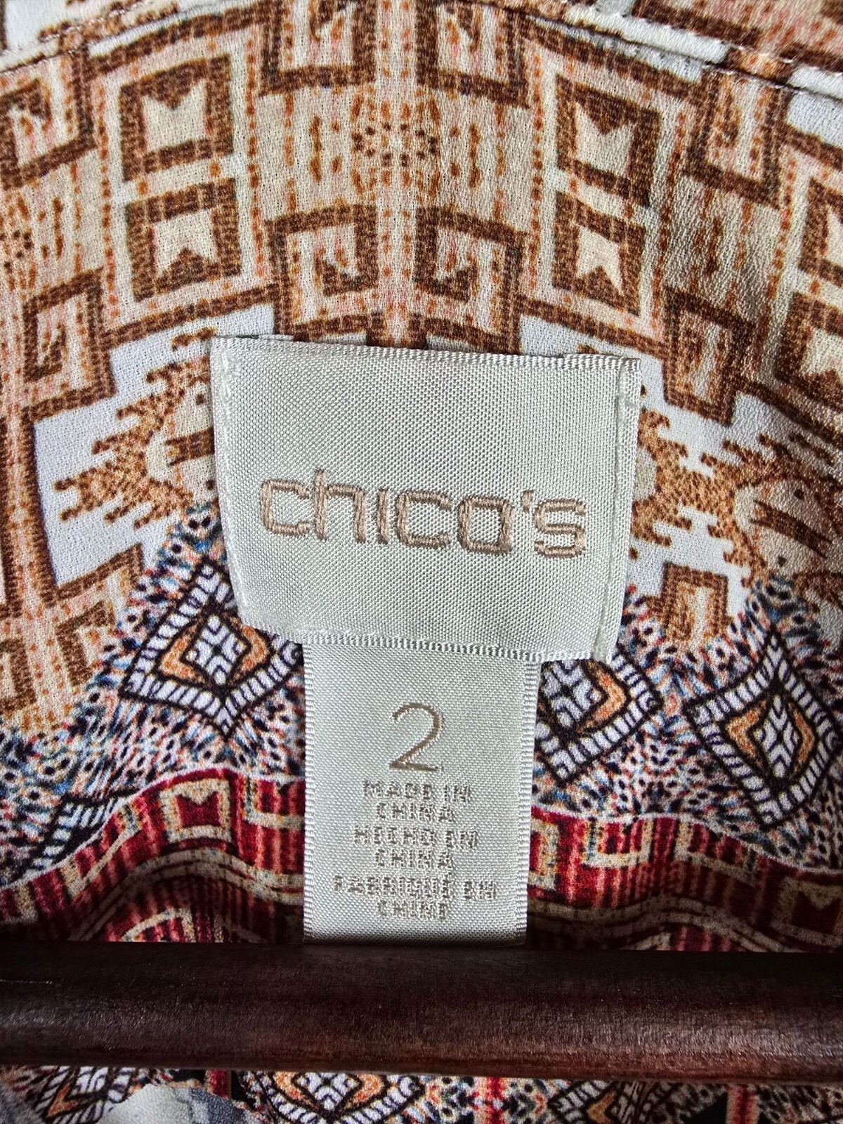 Chicos Womens Geometric Pattern Button-Up Shirt S… - image 3