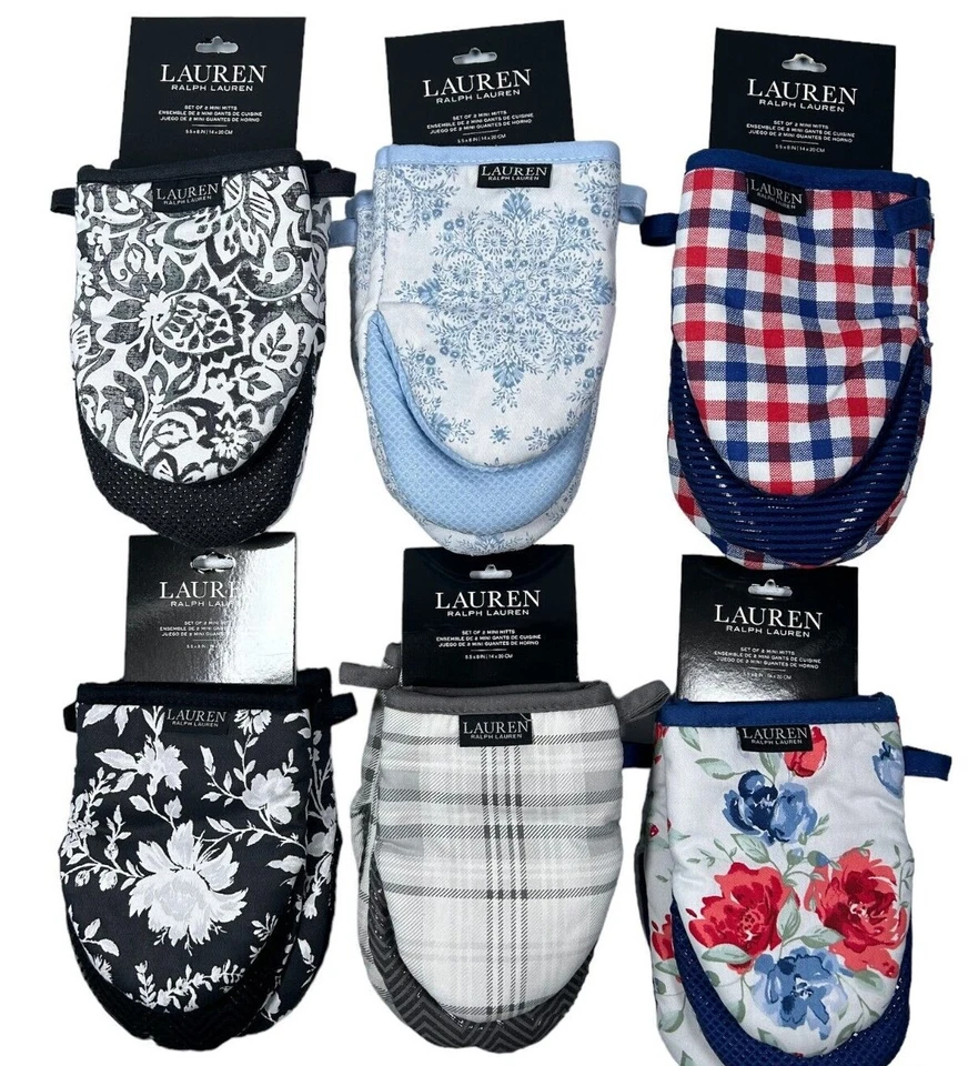 LAUREN RALPH LAUREN New Ralph Lauren Kitchen Set 2 Cotton Oven Mitts Mini Potholders Christmas Gift