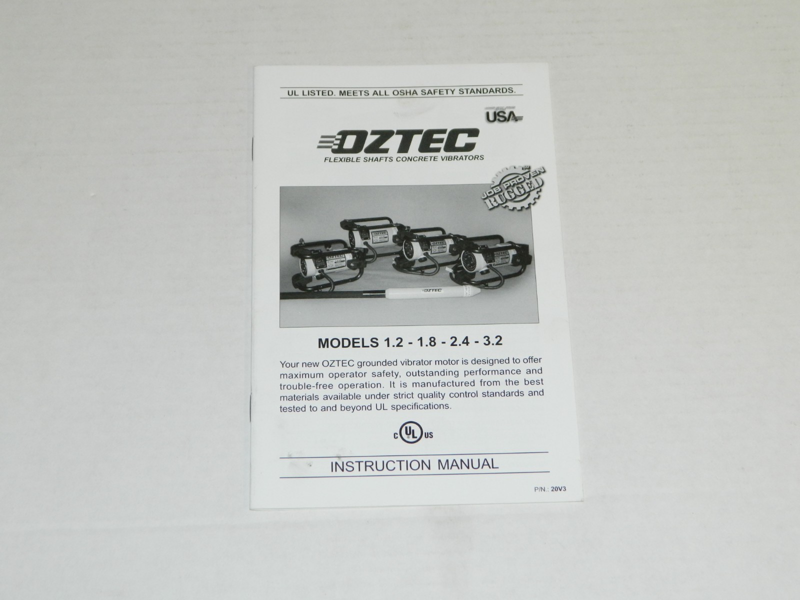 OZTEC 1.2 1.8 2.4 3.2 ELECTRIC CONCRETE VIBRATOR Instruction
