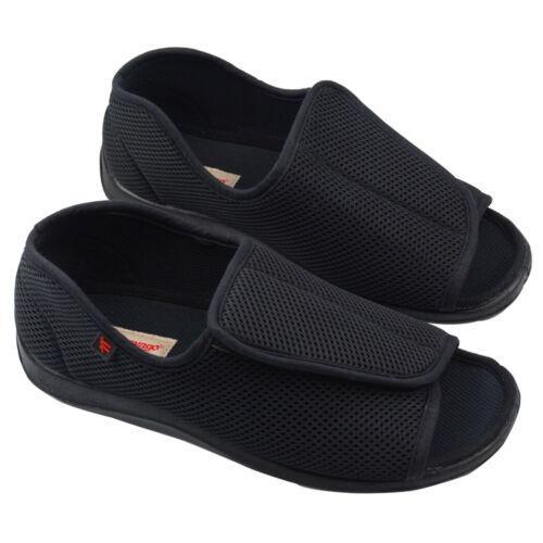 Men's Adjustable Slippers Round Toe Extra Wide Comfort Mesh Sandals Summer Shoes