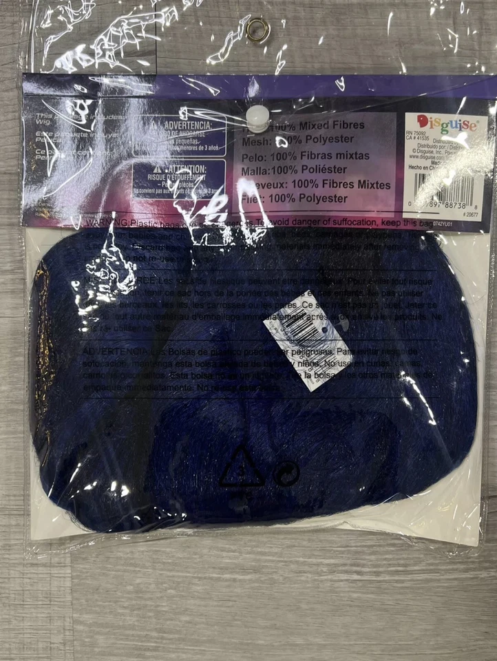 Peruca disfarçada menina Evie acessório fantasia azul - Imagem 2 de 2