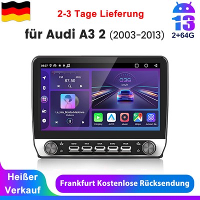 2+64G Android 13 Carplay Autoradio Für AUDI A3 8P 03-2013 GPS Nav WIFI BT FM SWC