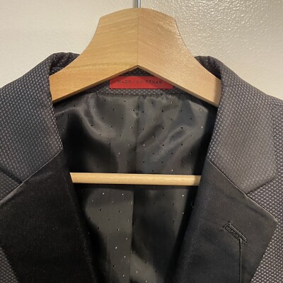 NWT ALFANI Black Gray Slim Fit Poly Blend Sport Coat Blazer Jacket Men 44S *NOTE