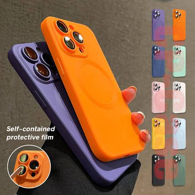 Fr iPhone 16 15 14 Pro Max 13 12 MagSafe Silicone Case Shockproof Magnet Cover