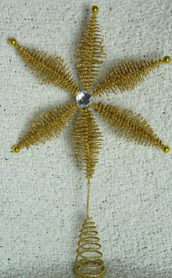 Holiday Trim Gold Star Sparkle Tree Topper Feaux Jewel in Center