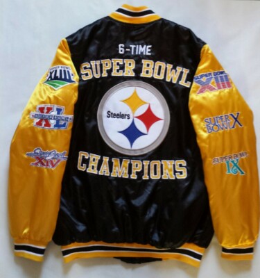 Pittsburgh Steelers 6 Time Superbowl Champions Satin Jacket Size M