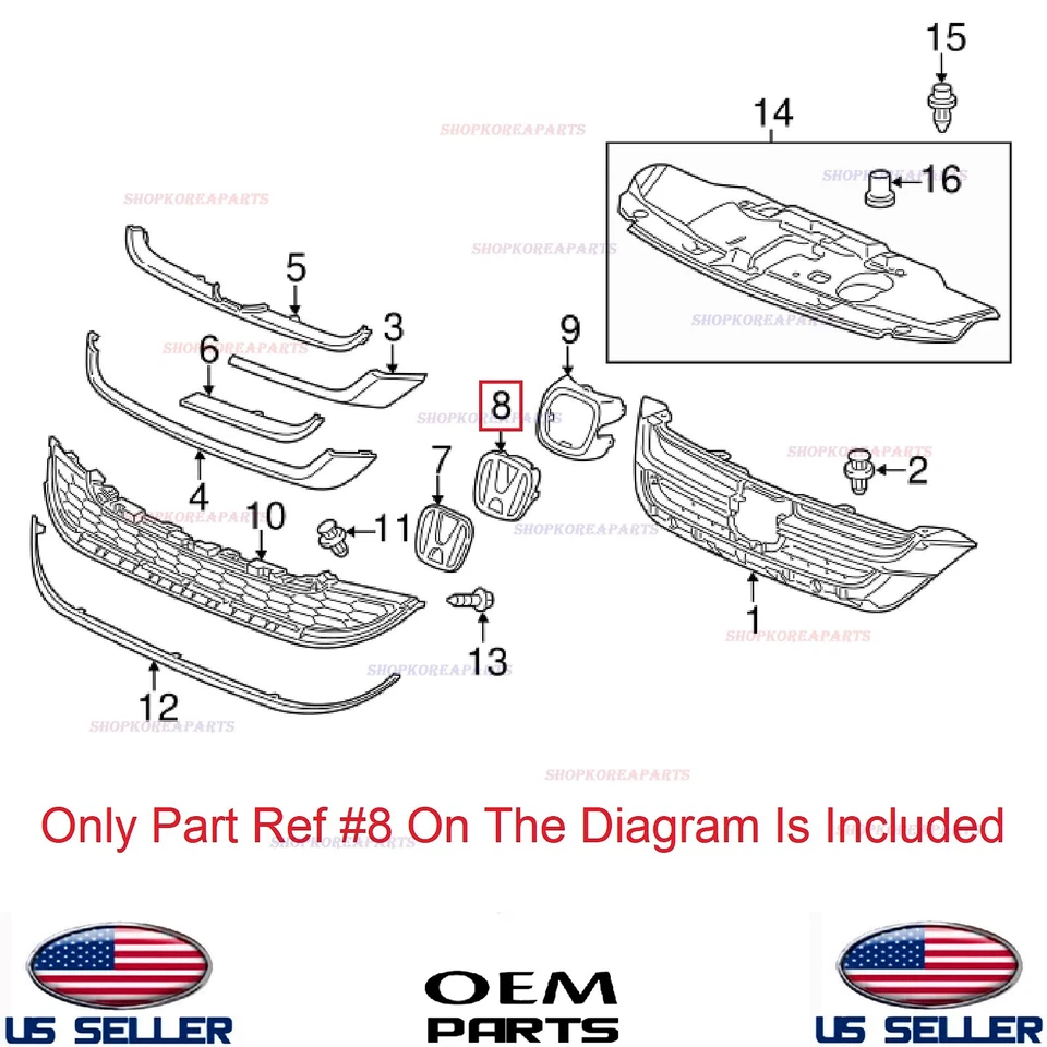 Base de soporte emblema de parrilla delantera genuina OEM Honda CR-V 2010-2011 71122-SWA-J31 Foto 2 de 2
