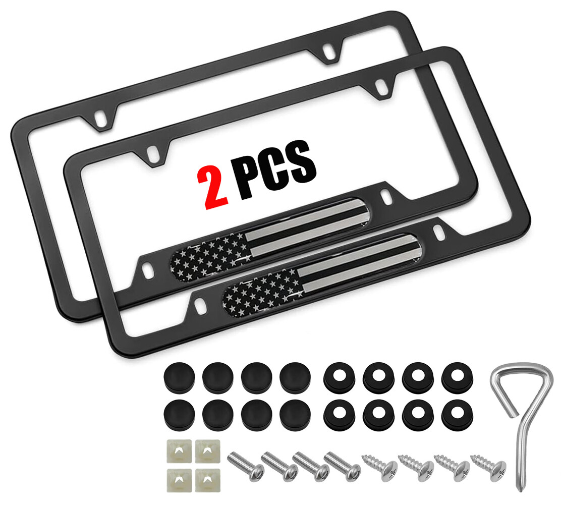 2X For Jeep Accessories US Flag Patriotic Front Rear Car License Plate Frame