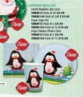 Christmas Penguin Party Tableware Set – Paper Plates Napkins Cups Tablecloth Xma