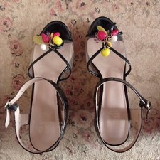 Moschino Peep Toe Black Platform Transparent Sandal Fruits Size 39 EU