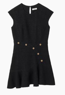 Sandro Black Asymmetric Tweed Ruffle Hem Cap Sleeve Mini Dress sz 40 NWT |  eBay