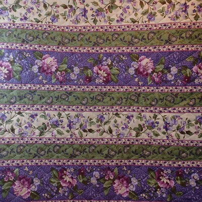 -Country French Floral- Double Sided Reversible Quilted Cotton Fabric Traditions