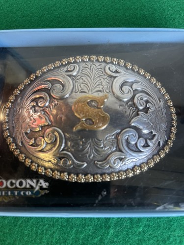 Vintage Nocona Belt Buckle Initial “S” Western Cowboy Fits 1.5" Belt Floral