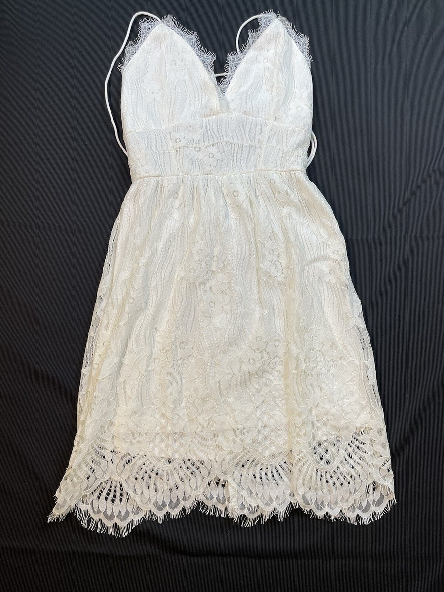 新品 ACLENT Asymmetry lace mini dress Rosel Asymmetric Lace Mini Dress - White – Bellabarnett