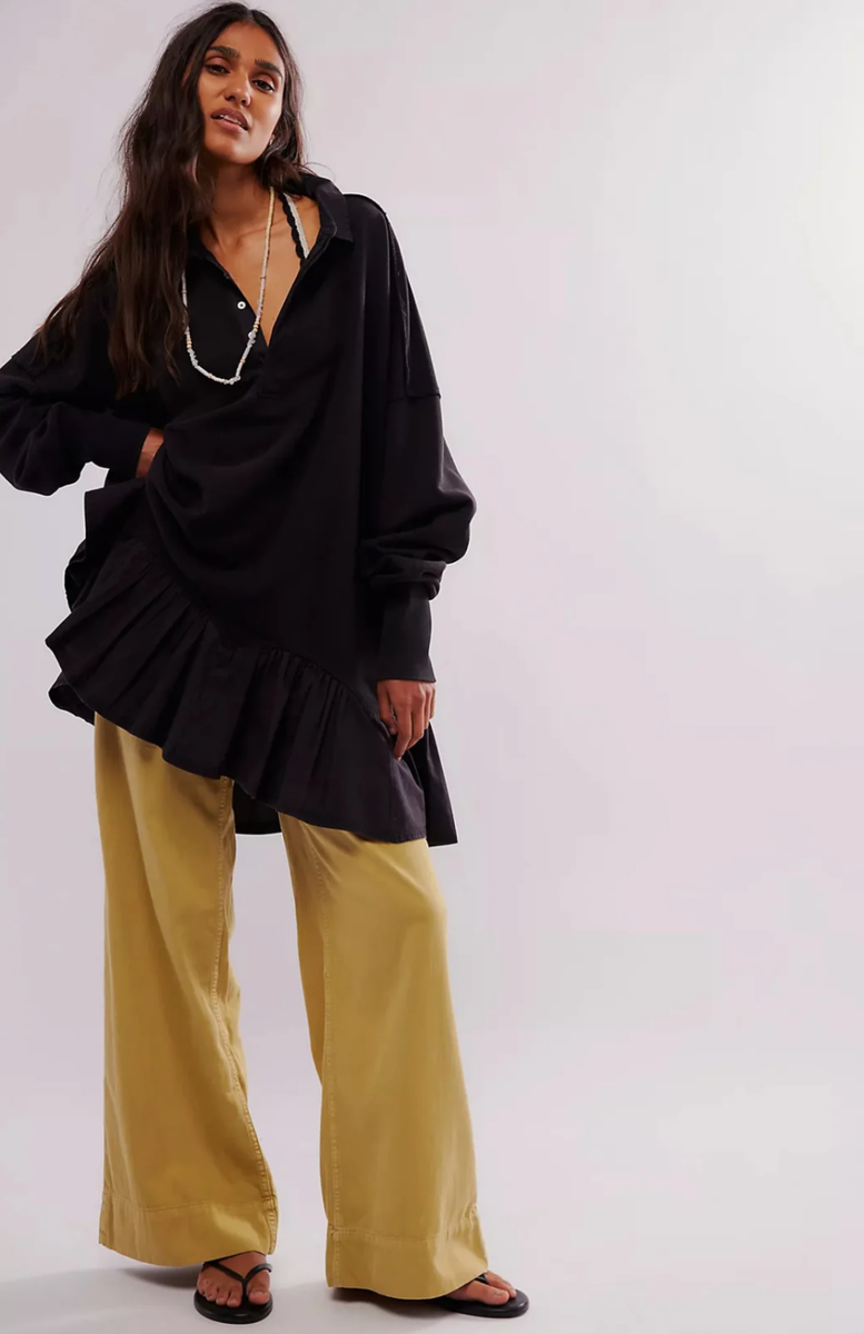 ruffle hem tunic top