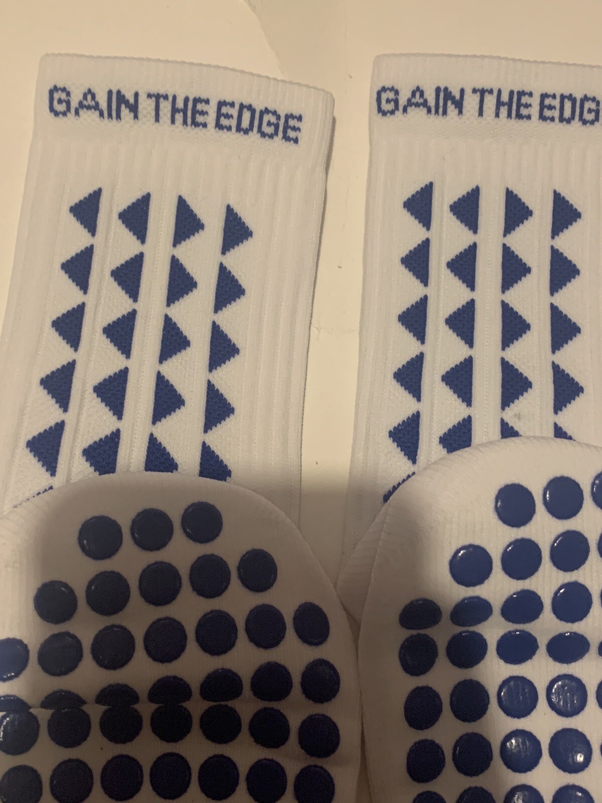 Gain The Edge Football Grip Socks White/Blue Small 57 Freepost eBay