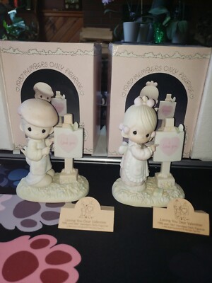 ''1986'' Precious Moments Loving You Dear Valentine Boy & Girl (PM-873)-(PM-874)