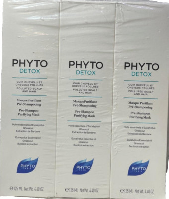 3 PHYTO DETOX Pre-Shampoo Purifying Mask 4.40 oz Each NIB FACTORY SEALED (287)