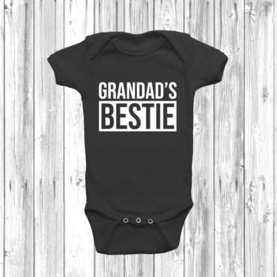 DIZZYKITTEN Grandad's Bestie Baby Grow Bodysuit Vest Gift, From Grandad, New Baby Relative