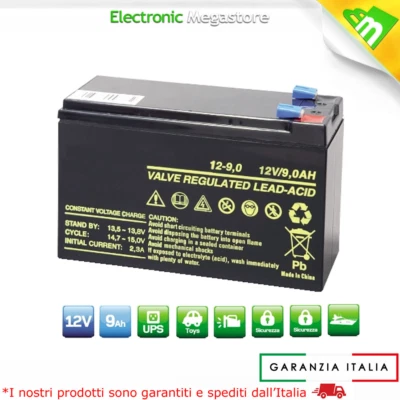 ANFEL 12V 9AH BATTERIA AL PIOMBO RICARICABILE CICLICA PER BICI ELETTRICHE 10AH