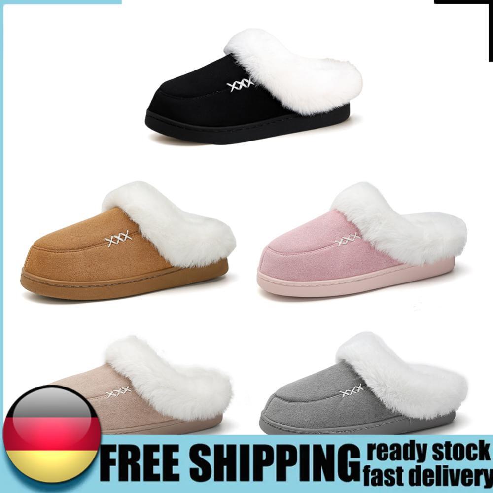 APL Faux Suede Slippers Fluffy Couple Slippers Anti Slip Lightweight for Men Women