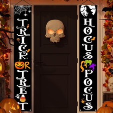 Hanging Halloween Door Decorations, 70-Inch Front Door Banner Decor Porch Sign H