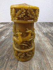 VTG WAX CANDLE ART  DECOR Deer Forest .oak Leaf Acorn Man Cave