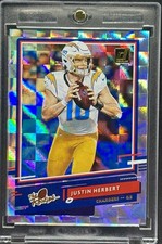 Justin Herbert RARE ROOKIE CHECKER REFRACTOR INVESTMENT CARD CHARGERS MINT. rookie card picture