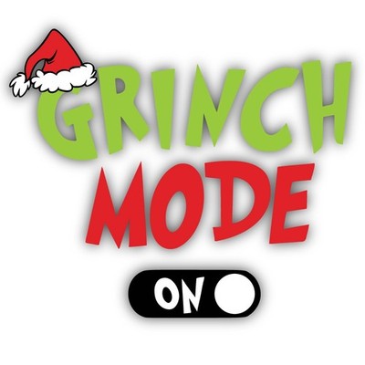 Grinch Mode ON Santa Hat Cut To Shape Vinyl Sticker