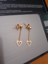 ORECCHINI PENDENTI CUORE IN ORO GIALLO 18 KT 750  ( ARTIGIANATO SARDO )