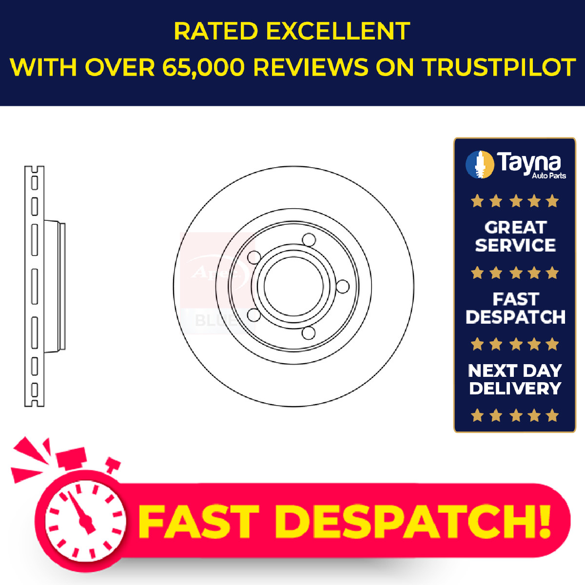 2x Brake Discs Pair Vented fits AUDI A8 D2 4.2 Rear 98 to 02 280mm Set Apec Blue
