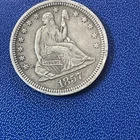 1857 Seated Liberty Quarter AI Graded XF- Forty 90% Fine Silver