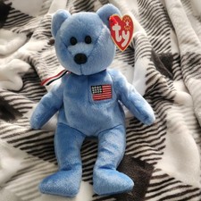TY Beanie Baby - AMERICA the Bear Blue Version 8.5 inch - MWMTs Stuffed Toy
