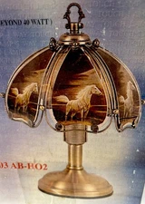 VTG New Open Box Ok Lighting 3way Touch Lamp 11.5” White Horse 6 Glass Panels