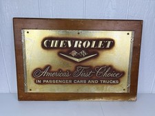 Vintage 1950s Chevrolet Dealership Sign Americas First Choice 24 Wood Frame
