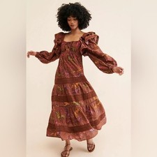 Farm Rio Brown Dotted Horses Maxi Dress