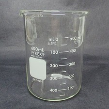 PYREX 1000-600 Griffin Beaker 600mL Low Form Double Scale Graduated Borosilicate