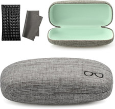 Hard Shell Eyeglasses Cases, Linen Fabrics Protector Sunglasses Case, Large Glas