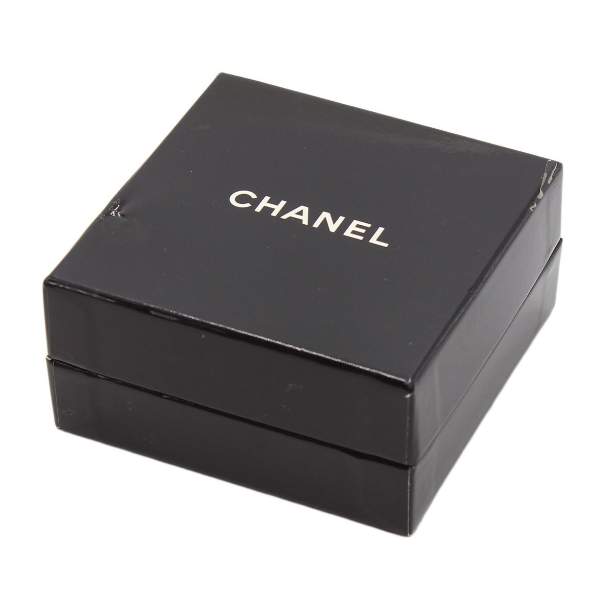 Chanel Coco Mark Button Pleated Round Earrings Bl… - image 6