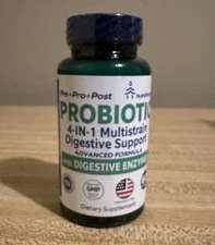 4 in 1 Pre Post Probiotics & Digestive Enzymes for Women & Men 60 Caps Exp 12/26