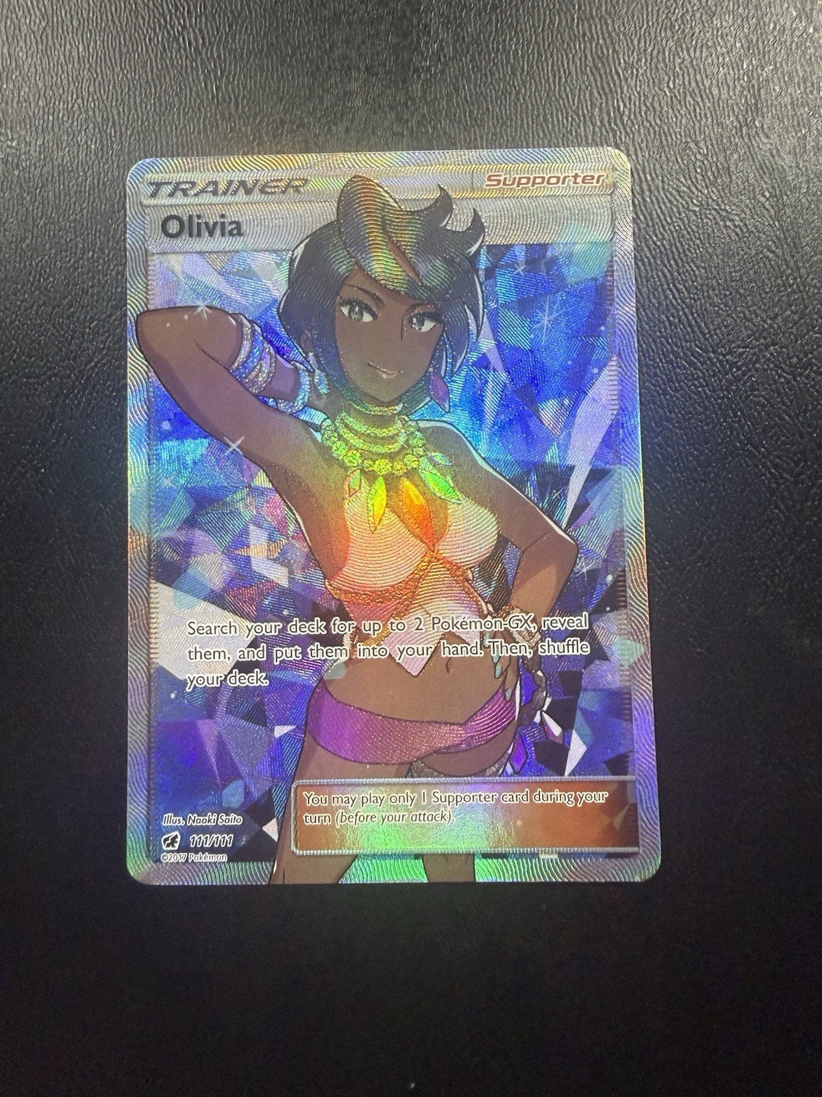 POKEMON OLIVIA FULL ART TRAINER 111/111 SM CRIMSON INVASION HOLO NM