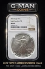 2021 Type 2 American Silver Eagle NGC MS69 Eagle Landing New Reverse