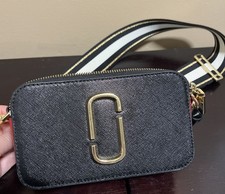 MARC JACOBS Snapshot Camera Bag CLOUD WHITE  BLACK Leather W19 x H11 x D6cm