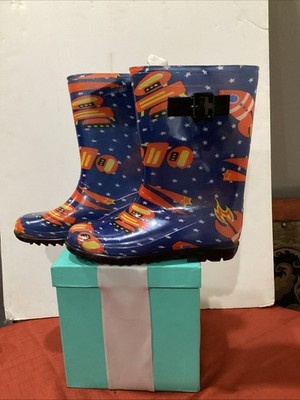 Avon Stars And Rockets Rain Boots Large 2-3 Blue