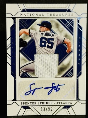  Spencer Strider 2022 National Treasures Diamond Material Patch AUTO /99 Braves