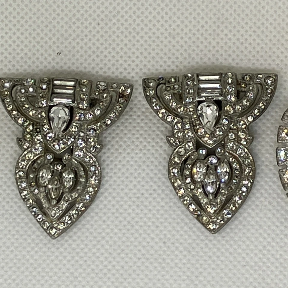 2 juegos de clips formales para zapatos de novia vintage elegantes brillantes con estrás blancos Foto 4 de 4