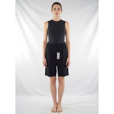 Benetton Pantalone Donna Nero S M Corto Bermuda Estate Casual Chino A Vita Alta