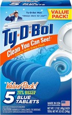 Automatic Toilet Bowl Cleaner Tablets 5 Pack Blue Fresh Scent Deodorizer
