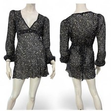 DENNY ROSE Vestito abito nero grigio fantasia floreale Tg M