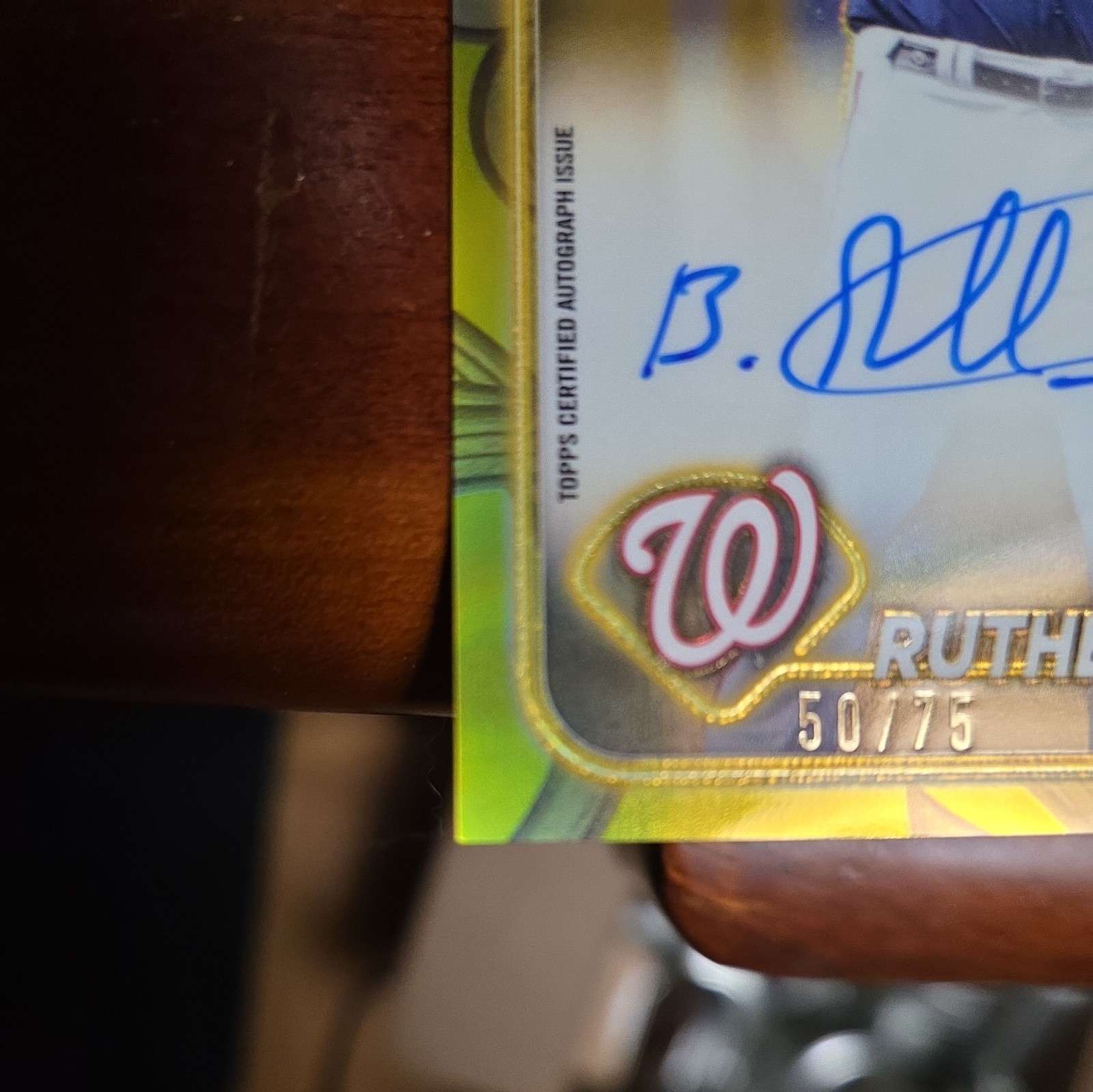 2024 Topps Chrome Gilded CGA-BR Yellow Gold RC /75 Auto Washington Nationals view 2
